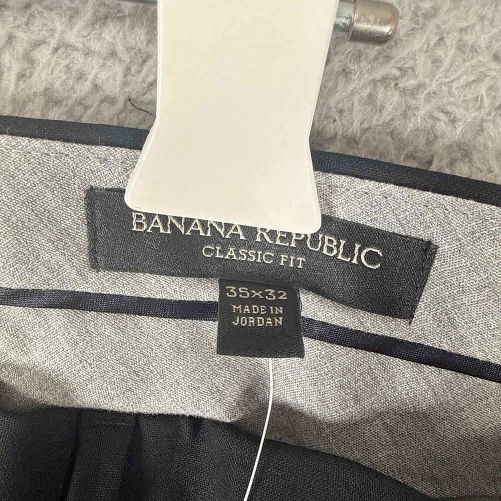 New Banana Republic Wool Suit Pant Mens 35x32 Classic Fit Black MSRP $98.50‎
